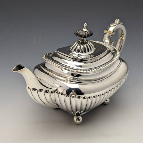 1897 British Antique Sterling Silver Bachelor Teapot 373g James Dixon
